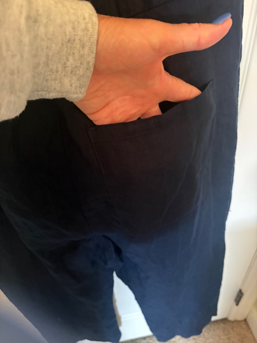 Quince Dark NavyBlue Linen Wide-Leg Jumpsuit- Size M - Picture 3 of 5